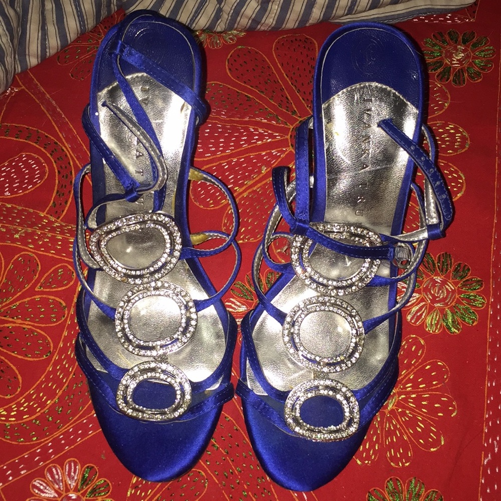 Crystal Studded Royal Blue Heels